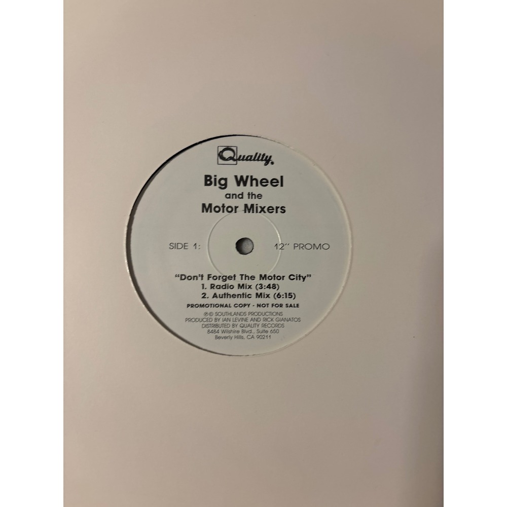 Big Wheel and the Motor Mixers Don't Forget The Motor City 12" Promo  Single